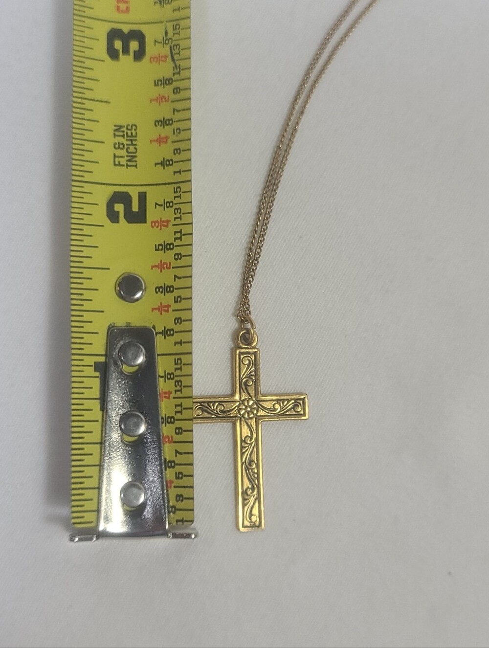 Artistry TM 12k Gold Filled Floral Black Enamel Filigree Cross Pendant Necklace - Picture 7 of 7
